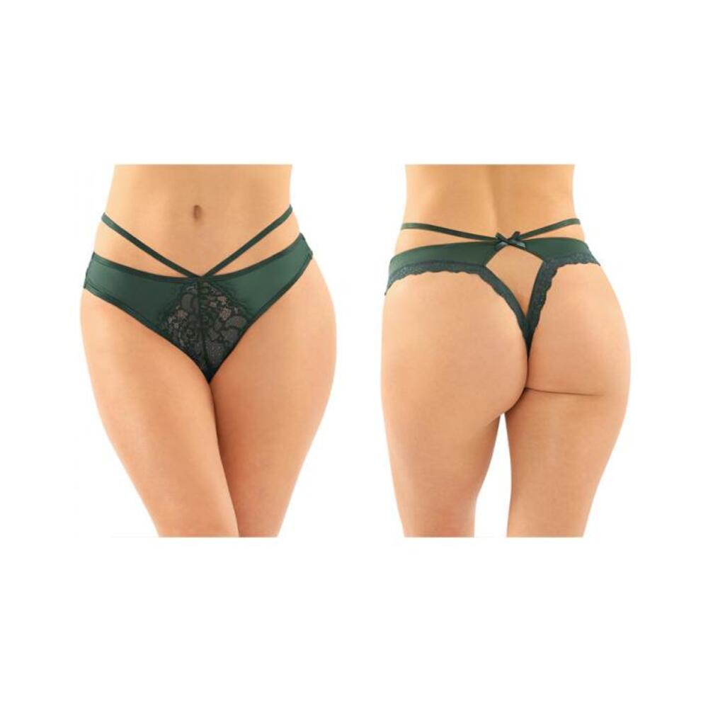 Kalina Strappy Microfiber And Lace Thong With Back Cutout 6-pack S/m Green