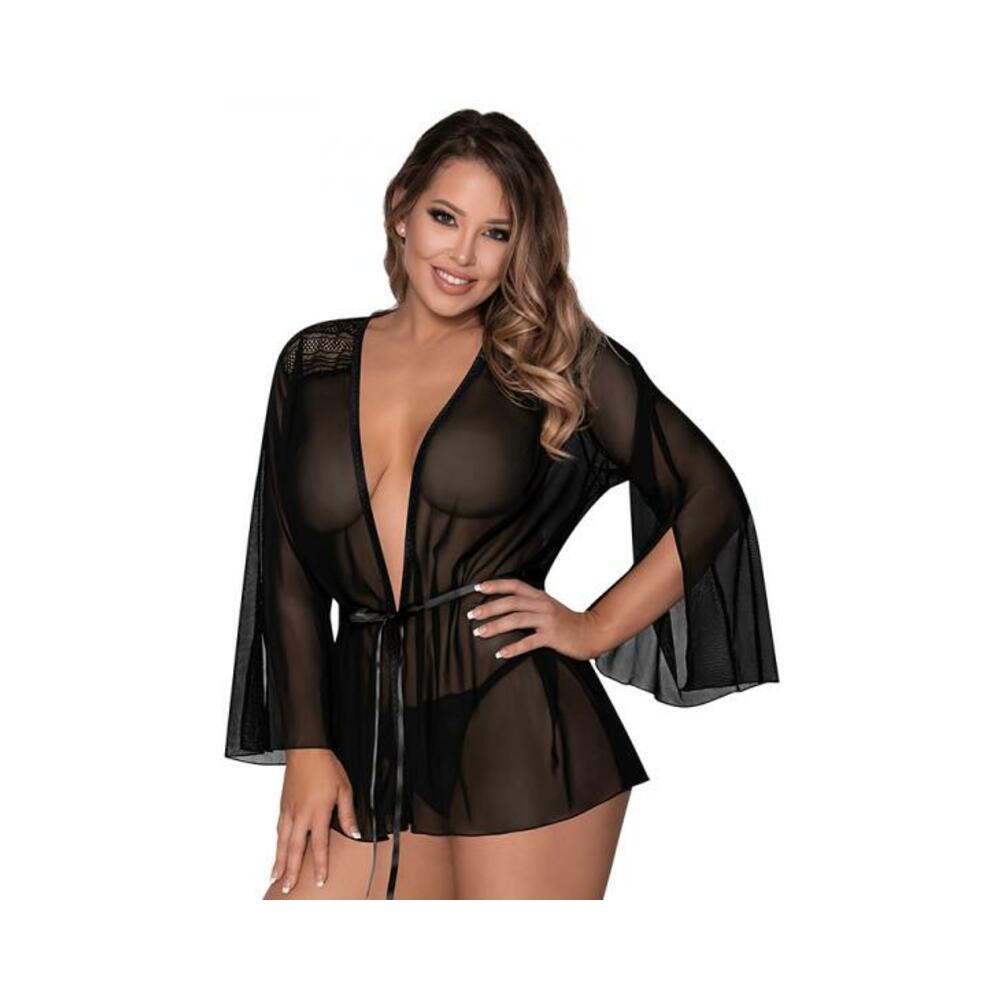 Magic Silk Modern Romance Short Robe Black L/xl