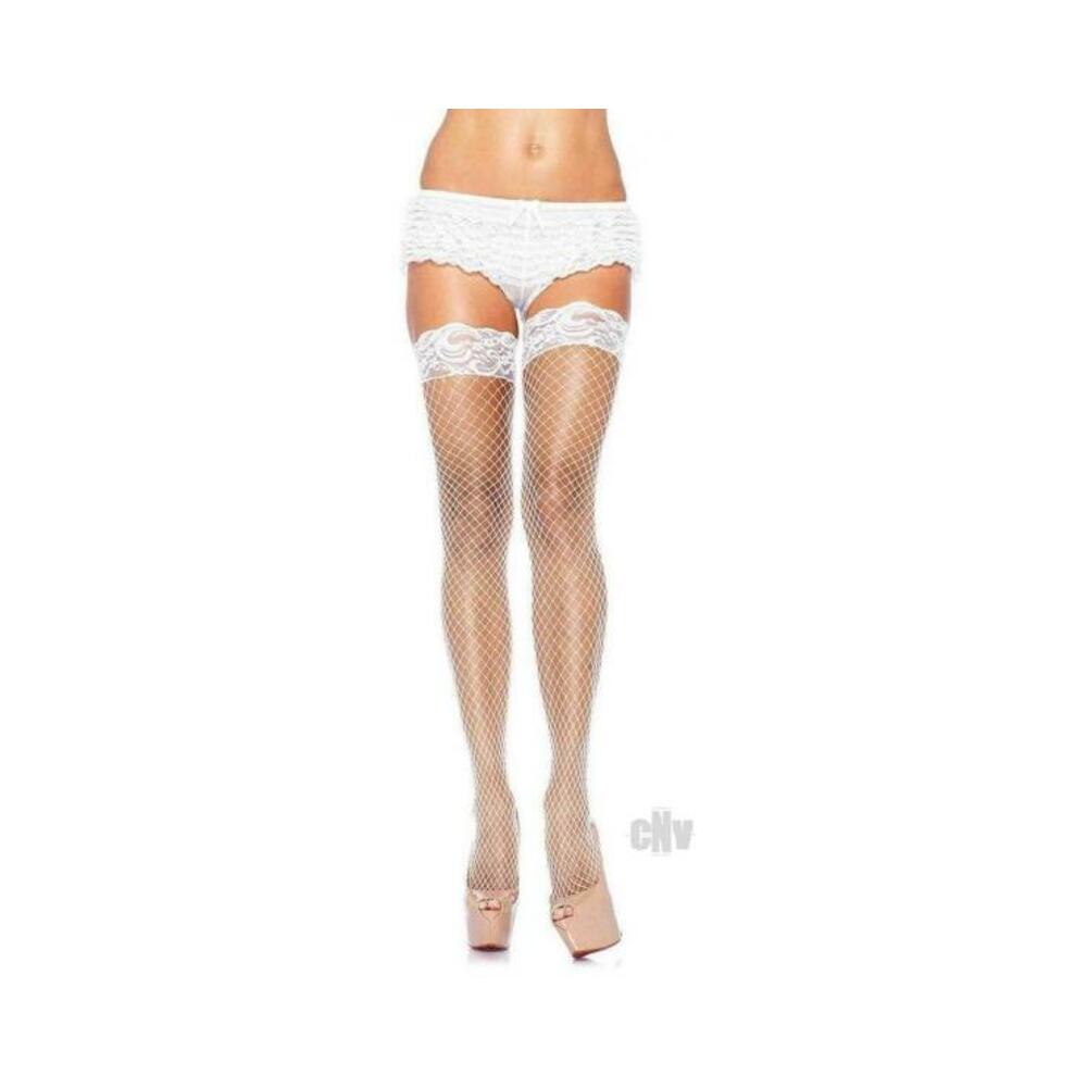Spandex Indust Net Thigh Highs Os Wht