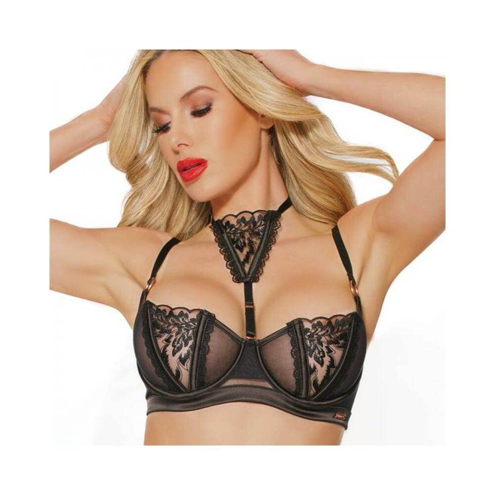 Black Label Underwire Bra With Adjustable Choker Black/rose Gold Small