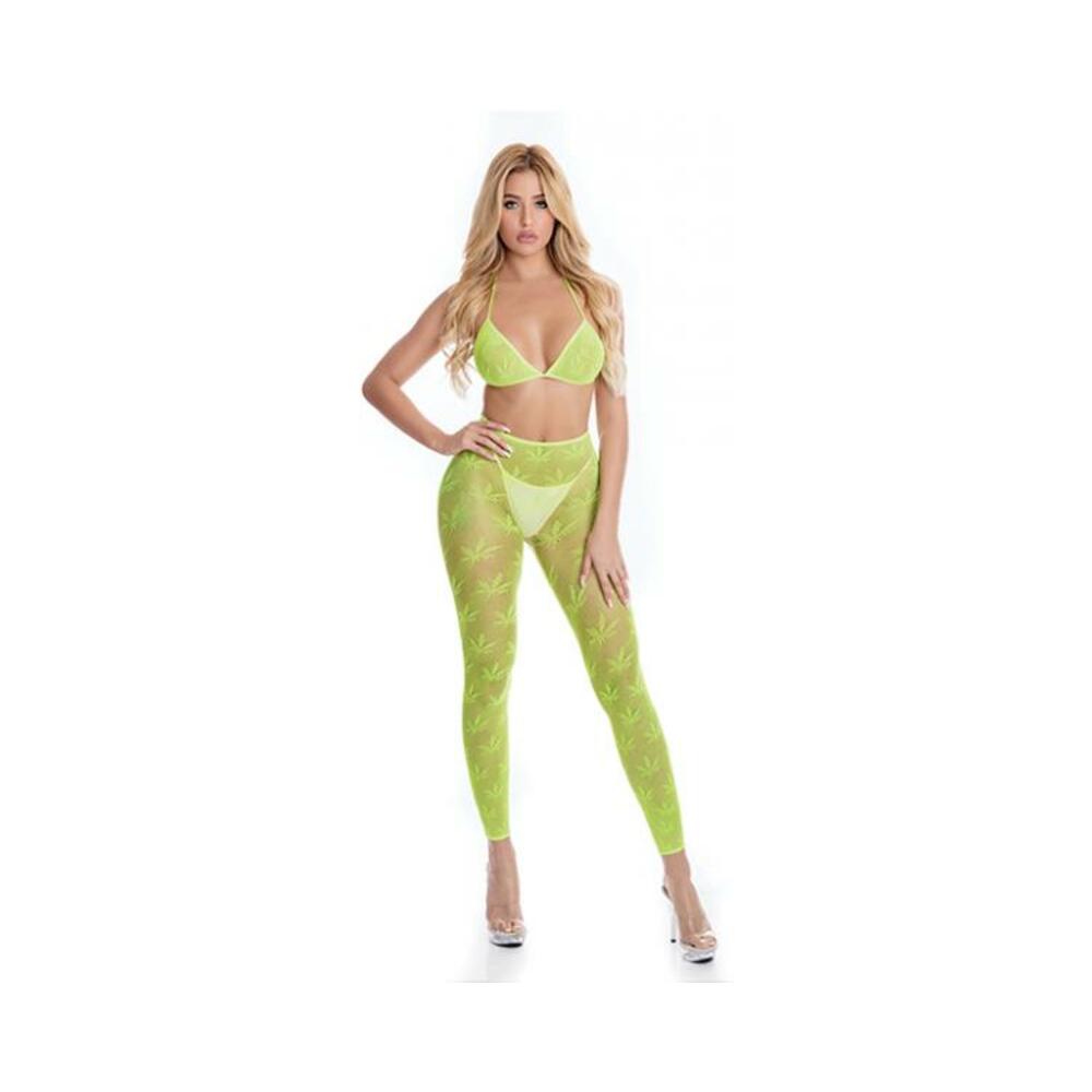 Pink Lipstick All About Leaf Bra &amp; Leggings Green O/s