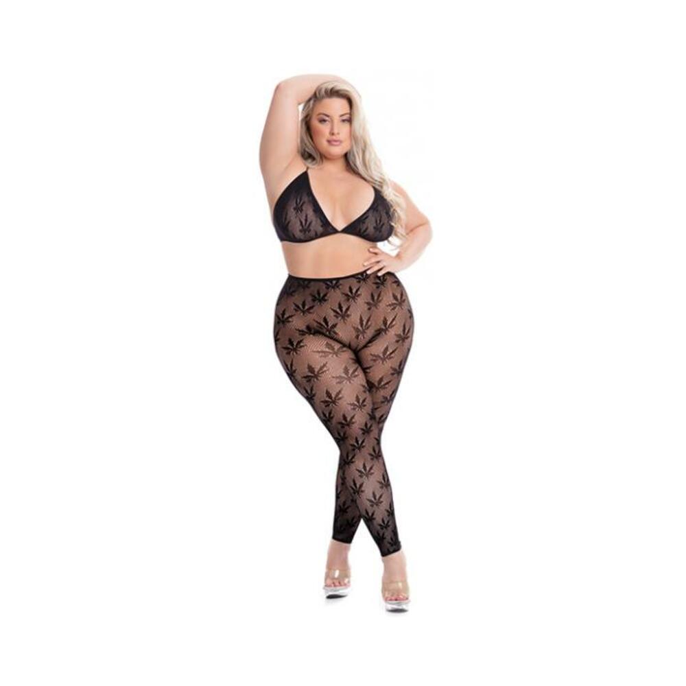Pink Lipstick All About Leaf Bra &amp; Leggings Black Qn