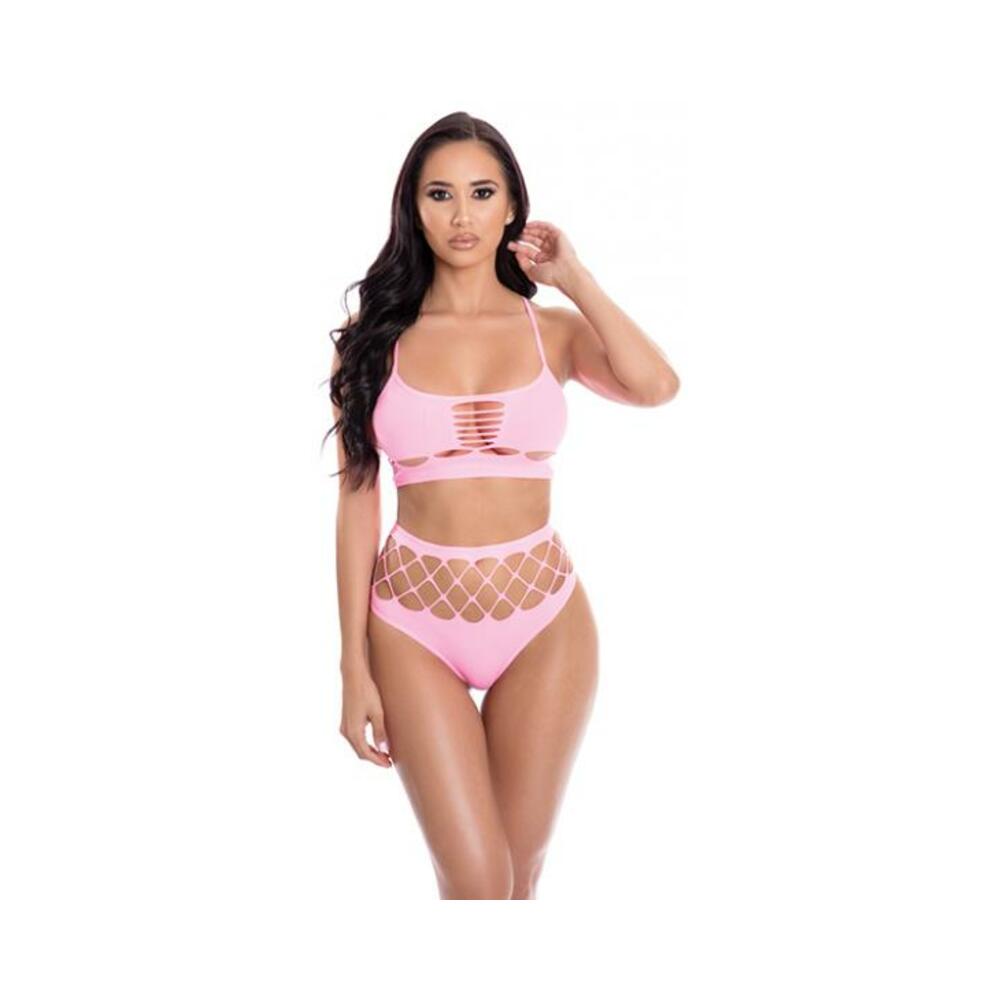 Pink Lipstick Neon Dreams Bra &amp; High Waist Thong Pink O/s