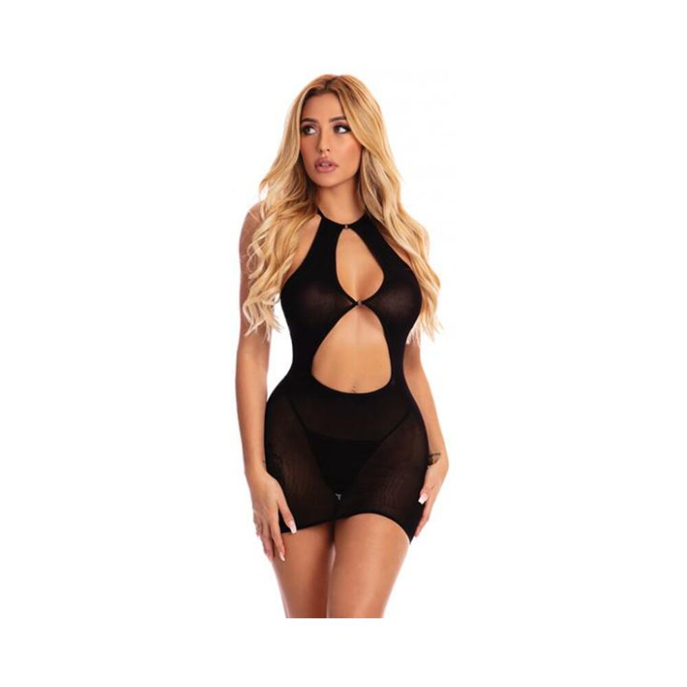 Pink Lipstick Follow Me Mini Dress Black O/s