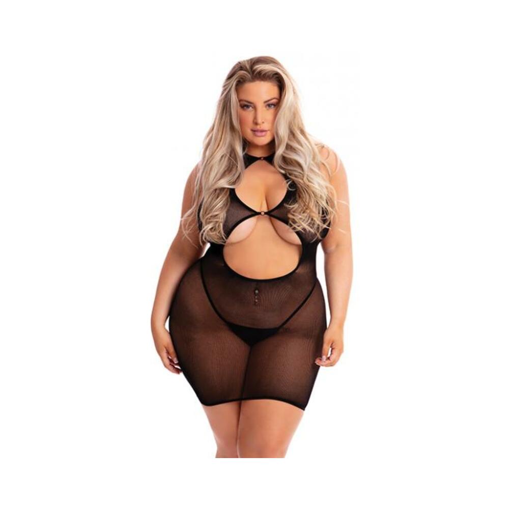 Pink Lipstick Follow Me Mini Dress Black Oq