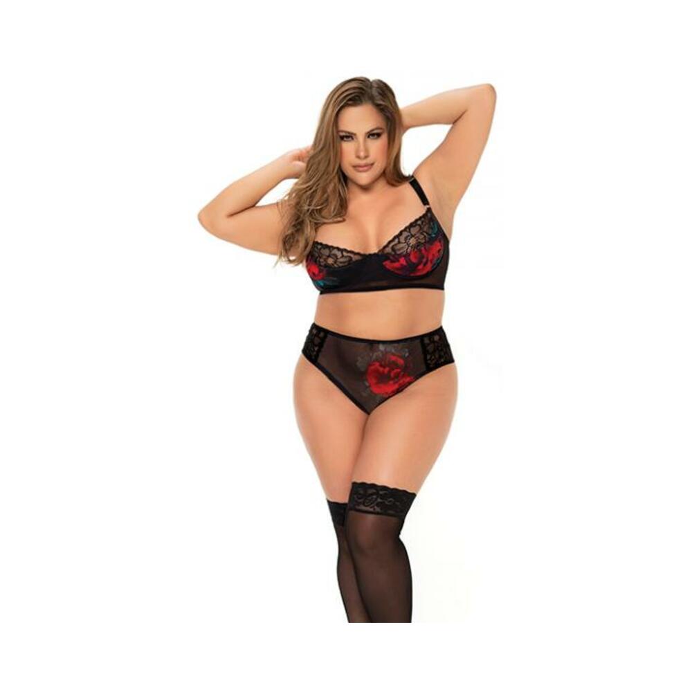 Underwire Bra Top &amp; High Waisted Bottom Black 3x/4x