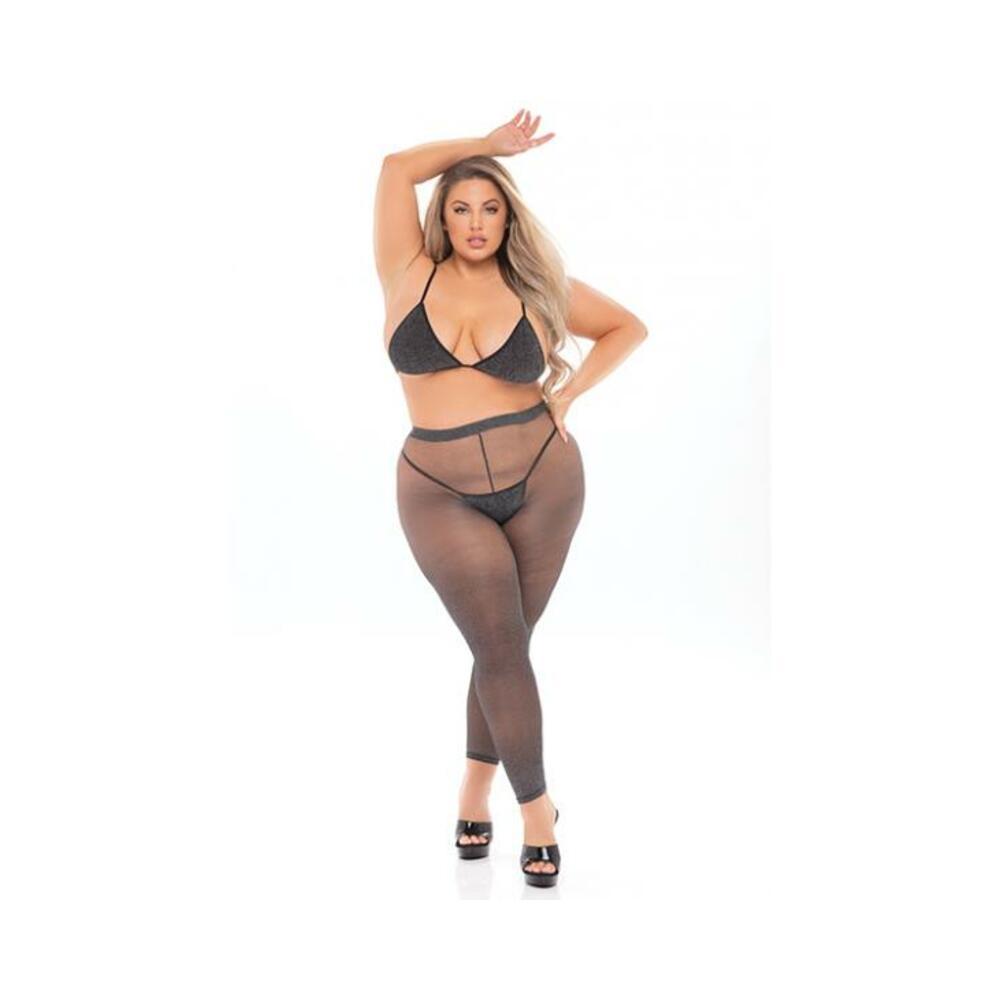 Pink Lipstick Tall Order Bra Top &amp; Leggings Black Qn