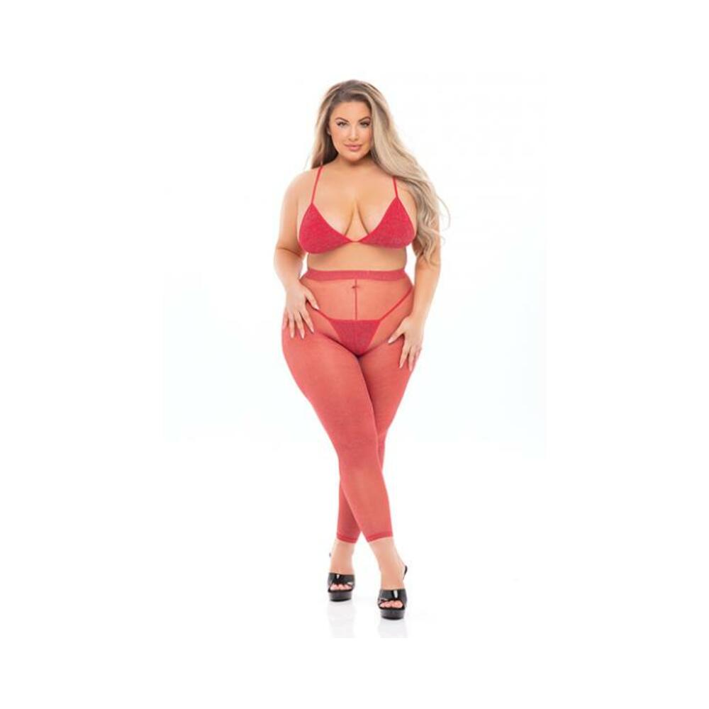 Pink Lipstick Tall Order Bra Top &amp; Leggings Red Qn