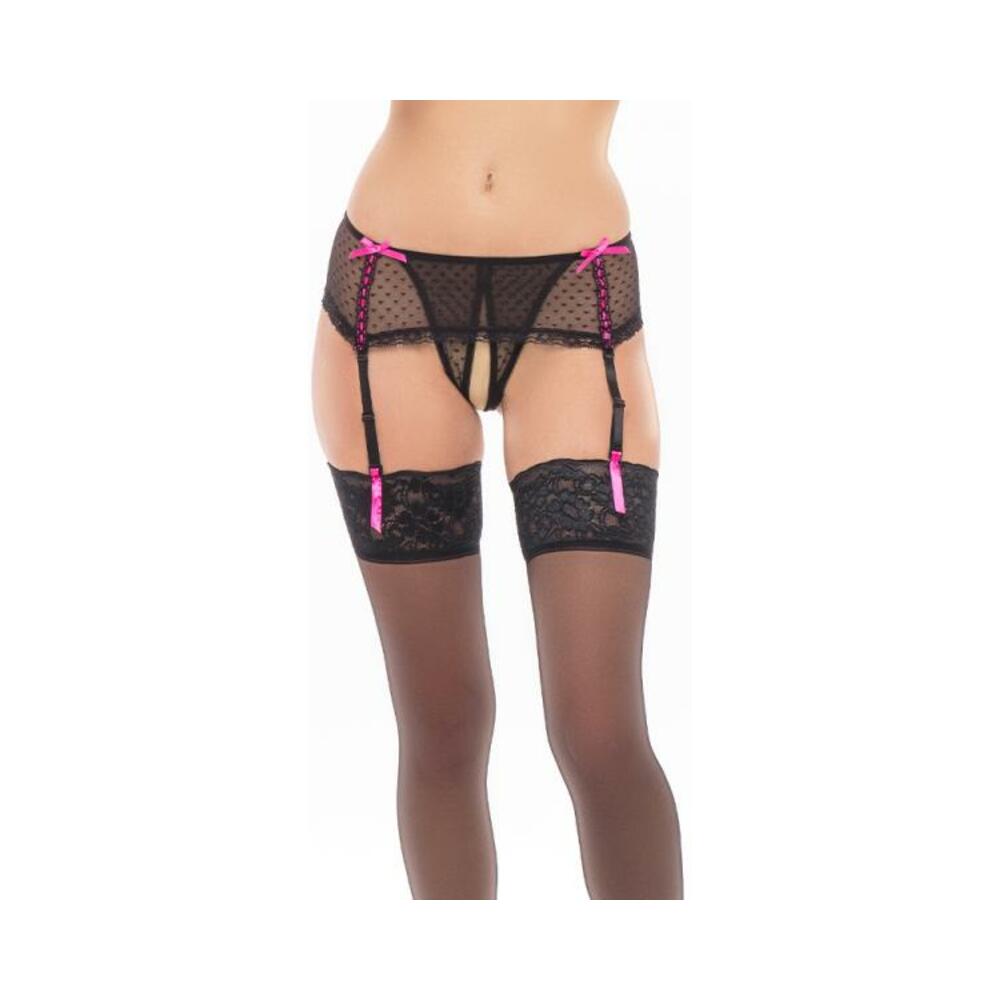 Dream Of Me Crotchless Garter Thong Black M/l