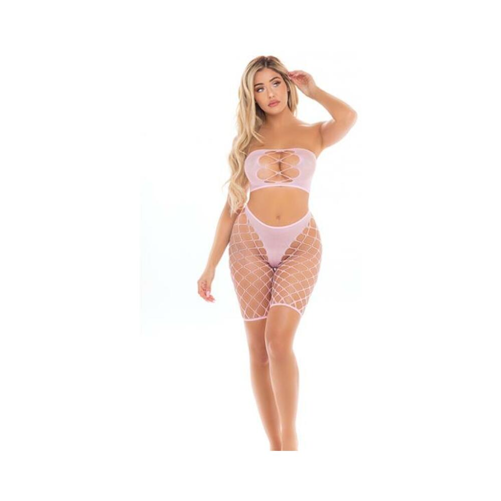 Pink Lipstick Empress Biker Short &amp; Bandeau Top Pink O/s