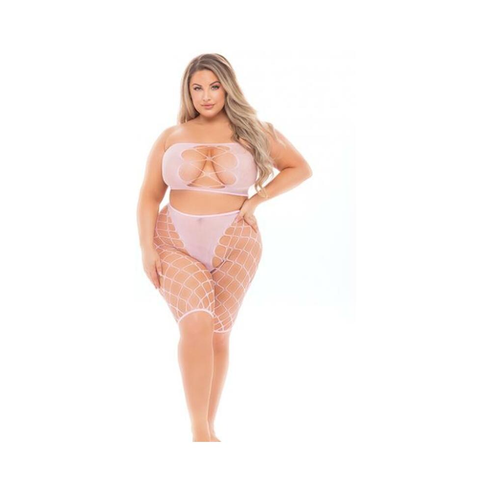 Pink Lipstick Empress Biker Short &amp; Bandeau Top (fits Up To 3x) Pink Qn