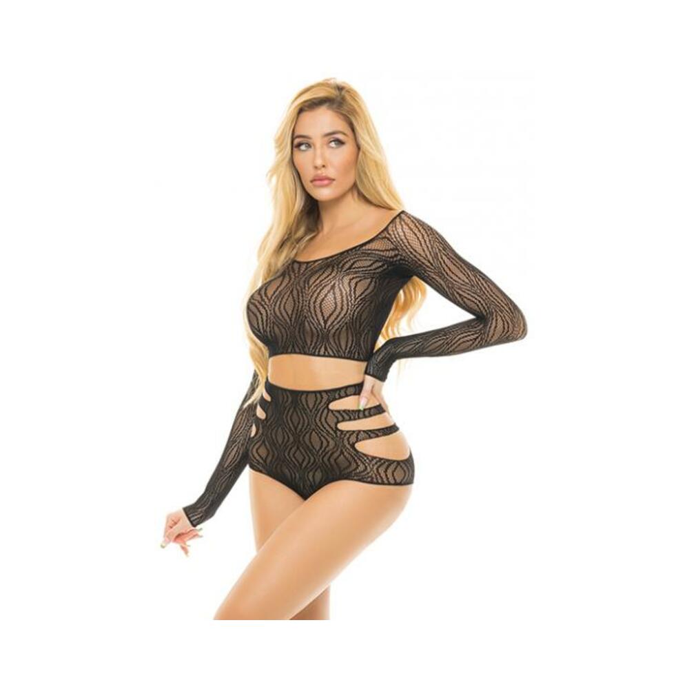 Pink Lipstick Back Me Up Top &amp; High Waist Panty Black O/s