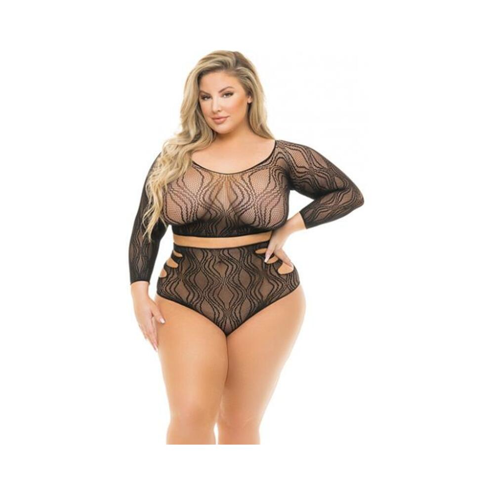 Pink Lipstick Back Me Up Top &amp; High Waist Panty Black Qn