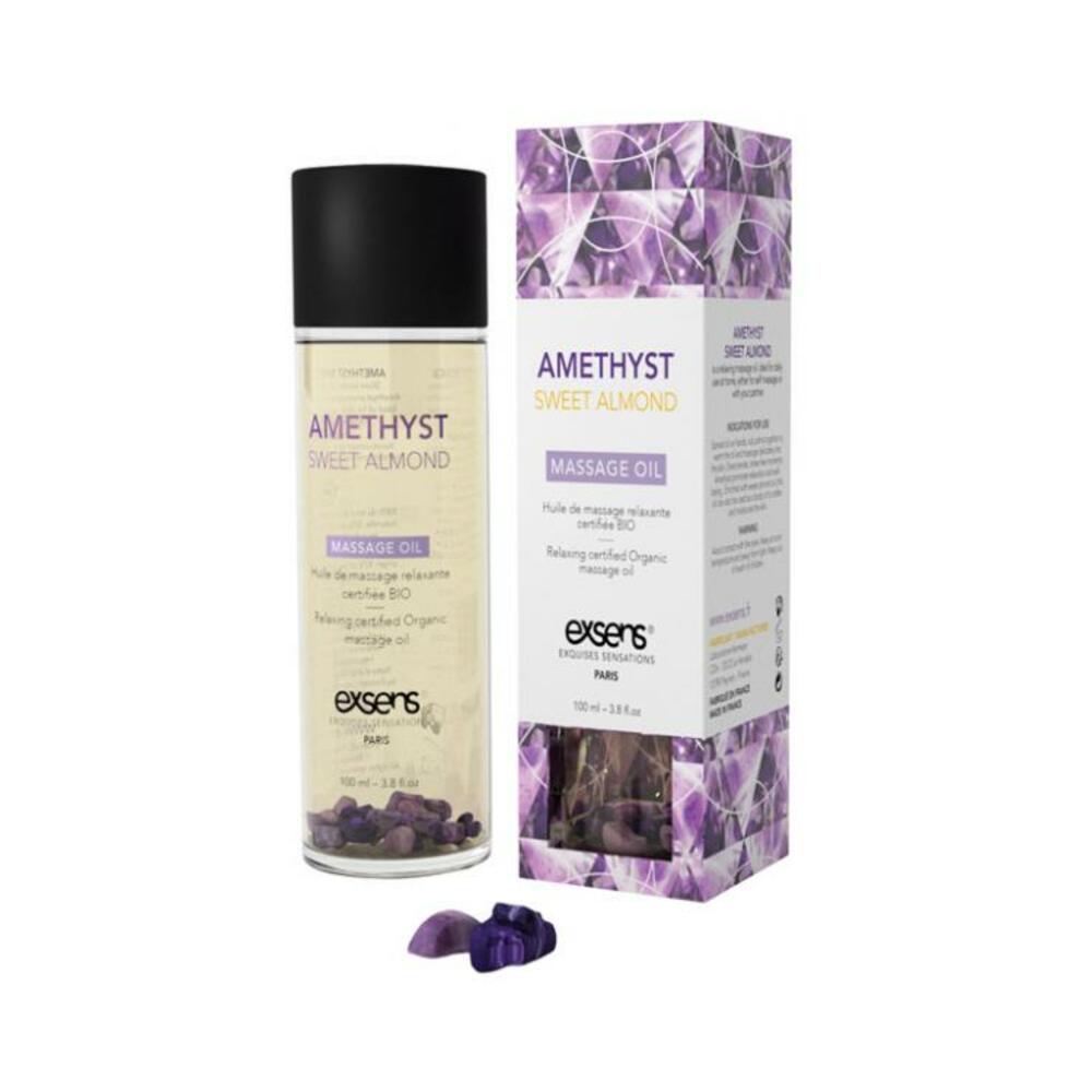 Exsens Of Paris Organic Massage Oil Sweet Almond Amethyst Crystals
