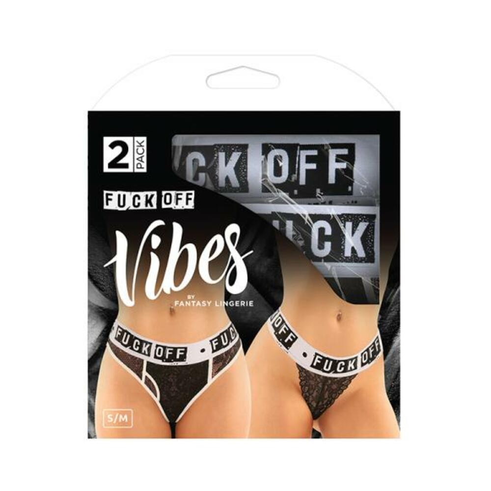 Vibes Fuck Off Buddy Pack 2 Pc. Lace Boyfriend Brief &amp; Lace Thong S/m Black/white