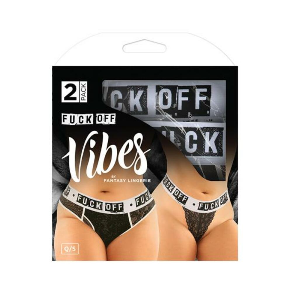 Vibes Fuck Off Buddy Pack 2 Pc. Lace Boyfriend Brief &amp; Lace Thong Qs Black/white