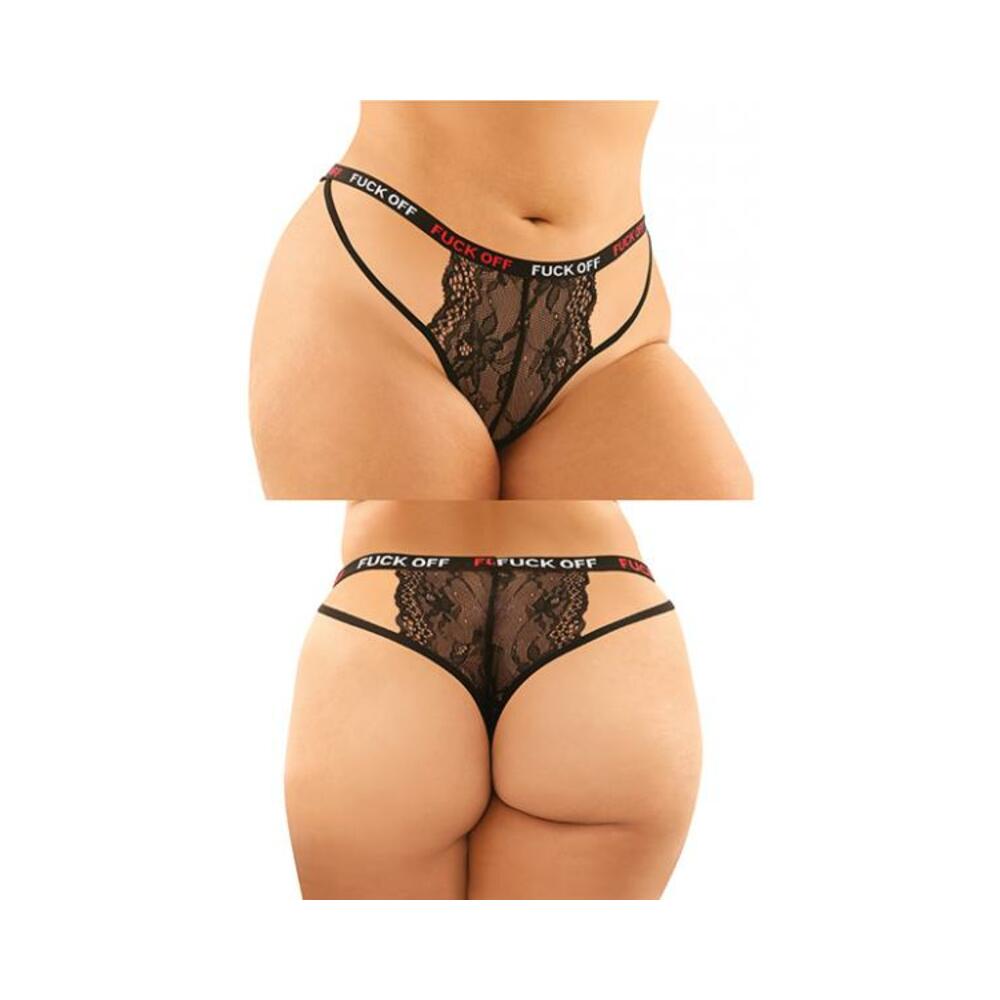 Vibes Fuck Off Buddy Pack 2 Pc. Cutout Lace Panty &amp; Caged Thong Qs Black