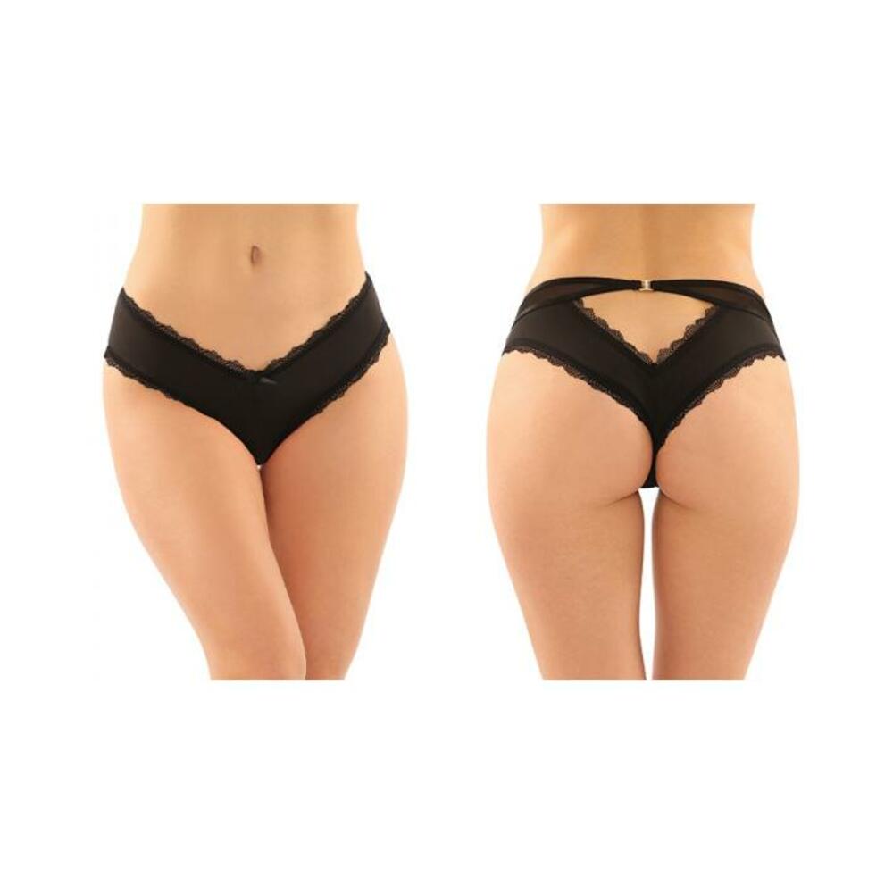 Dahlia Cheeky Hipster Panty With Lace Trim And Keyhole Cutout 6-pack L/xl Black