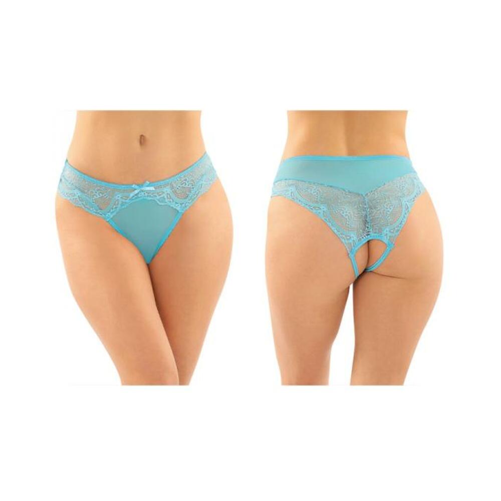 Cassia Crotchless Lace And Mesh Panty 6-pack S/m Turquoise