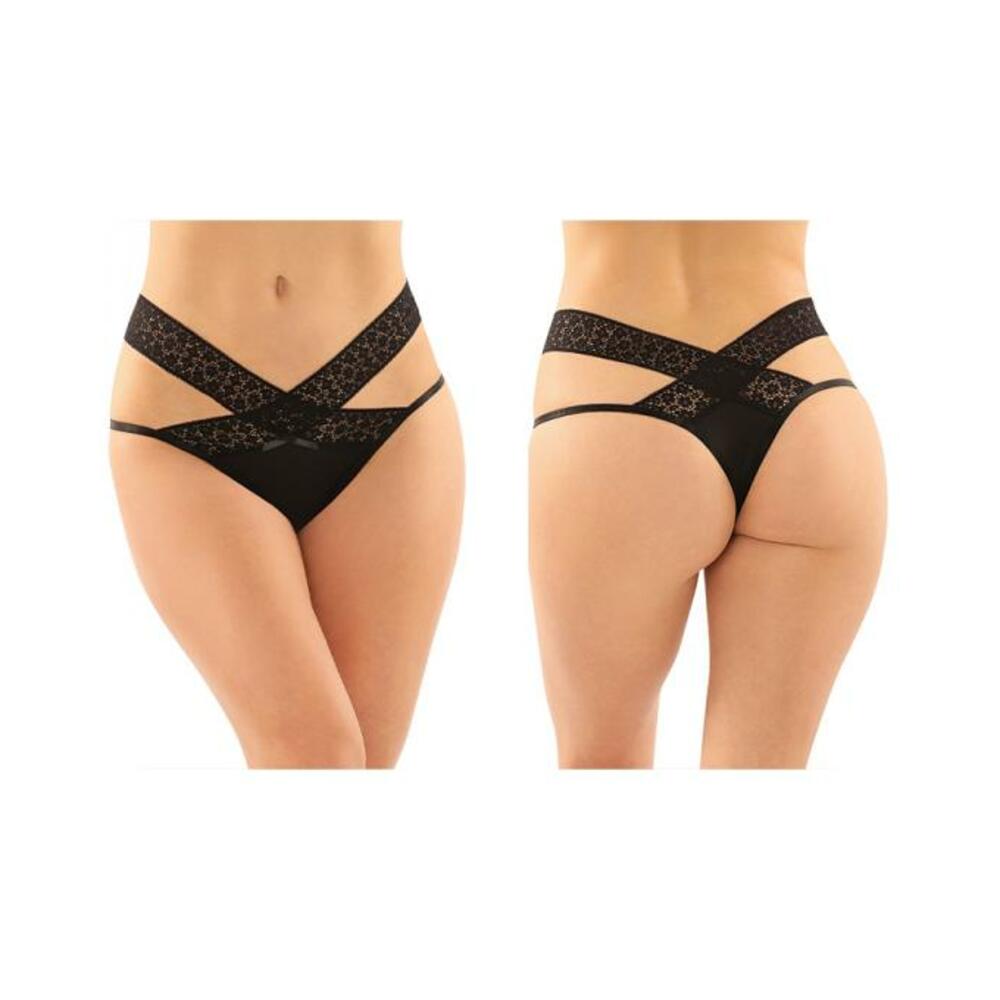 Daphne Microfiber Brazilian-cut Panty With Criss-cross Lace Waistband 6-pack L/xl Black