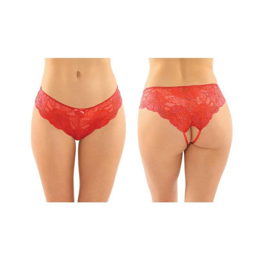 Poppy Crotchless Floral Lace Panty 6-pack L/xl Red