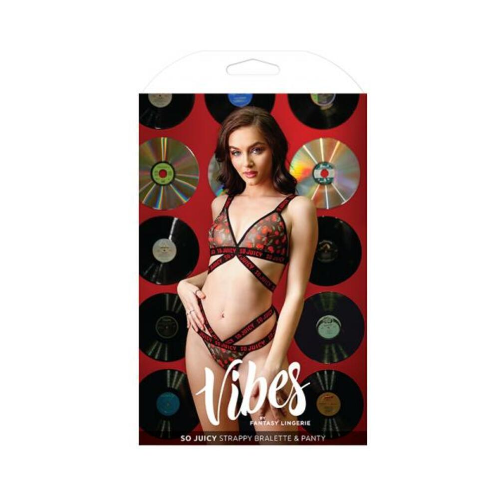 Vibes So Juicy Strappy Bralette &amp; Panty L/xl Black