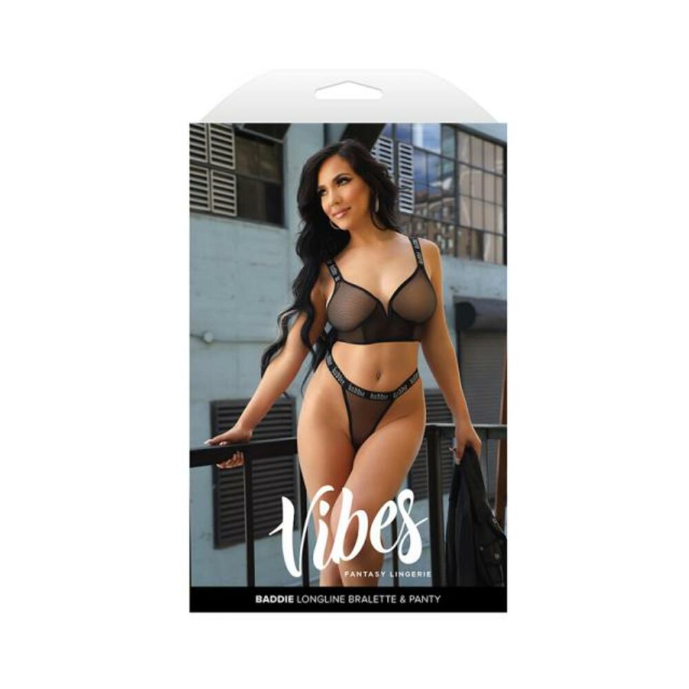 Fantasy Lingerie Vibes Baddie Longline Mesh Bralette & Panty L/xl