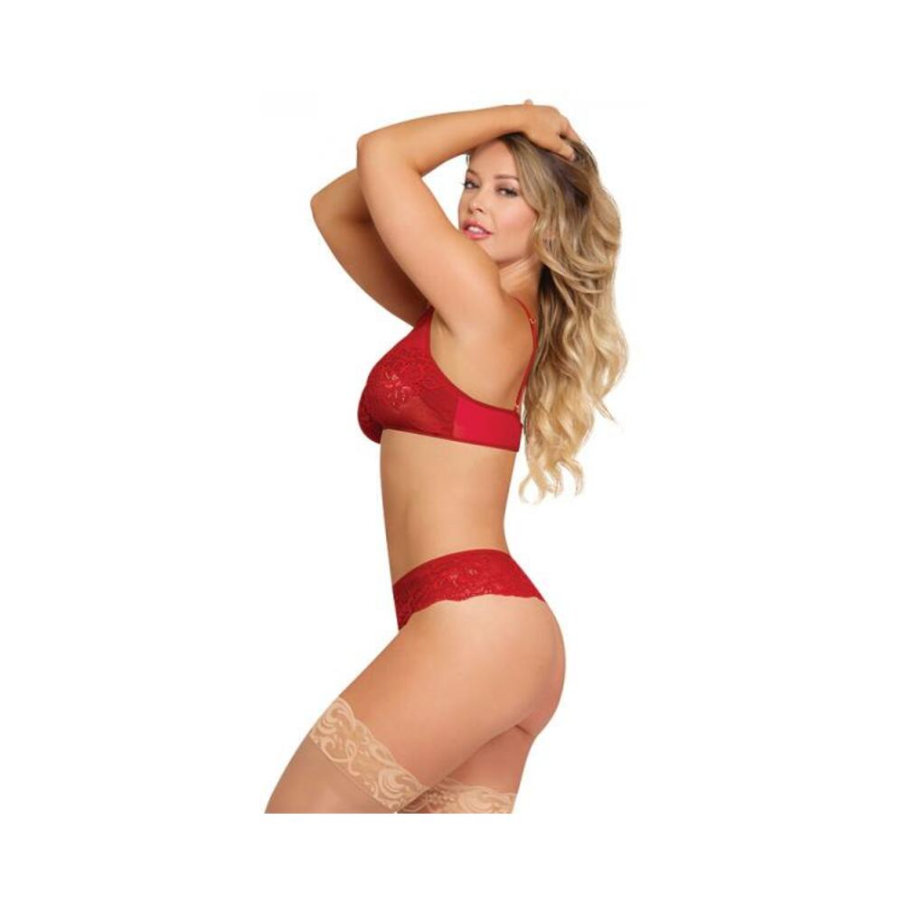 Magic Silk Sugar &amp; Spice Peek-a-boo Bra &amp; Panty Set Red Queen