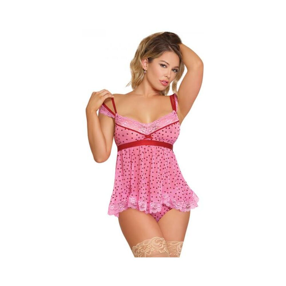 Magic Silk Tickled Pink Babydoll &amp; Panty Set Pink Queen