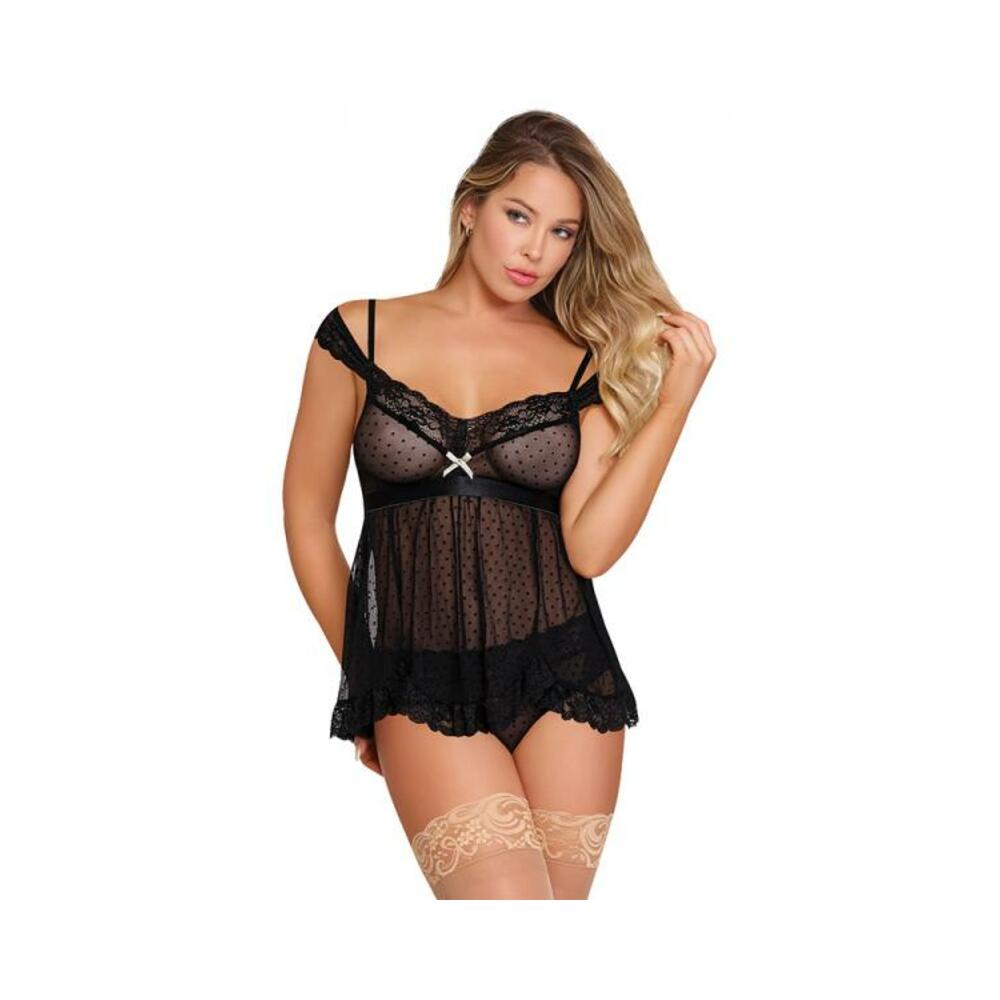 Magic Silk Passion Point Babydoll &amp; Panty Set Black S/m