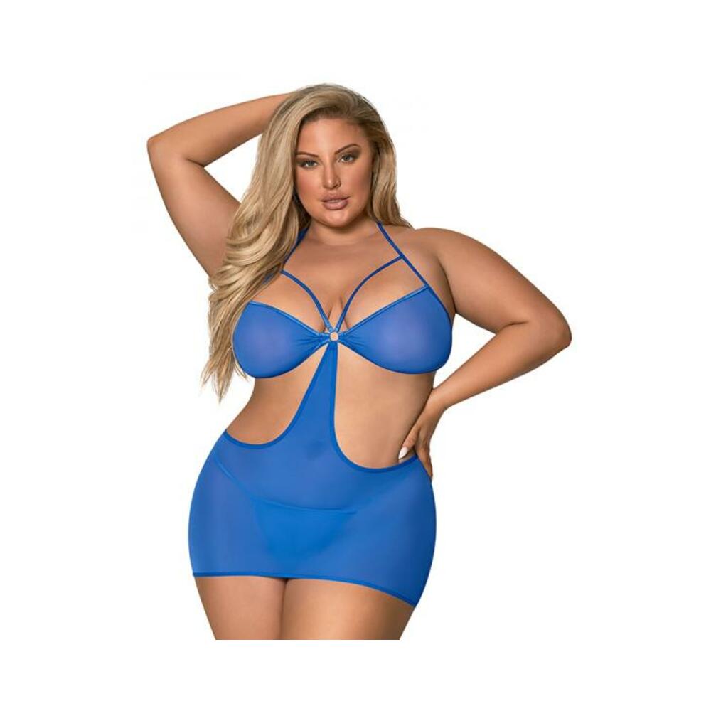 Magic Silk Sassy Cutout Dress &amp; G-string Set Cobalt Queen