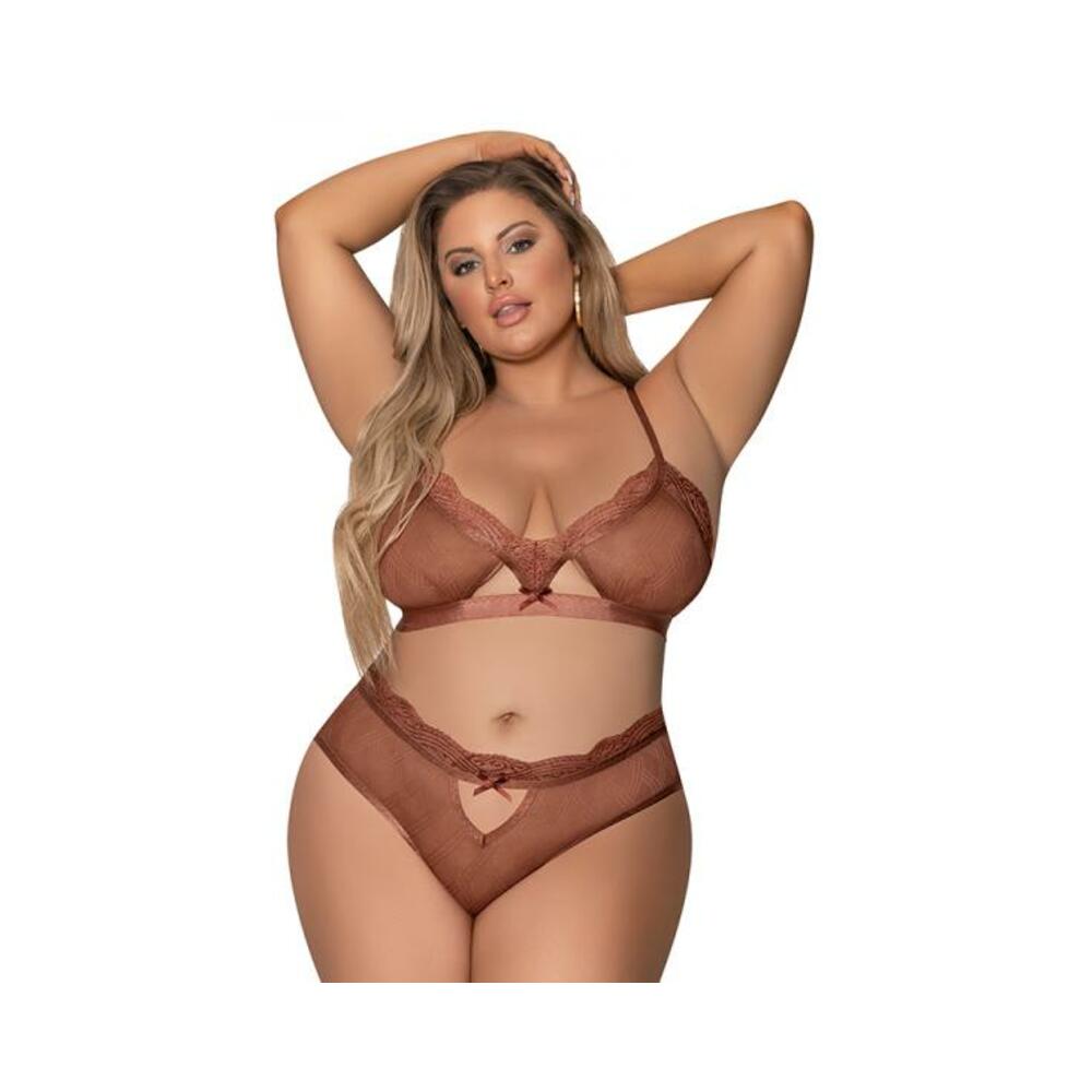 Magic Silk Caramel Kiss Bralette &amp; G-string Panty Caramel Queen  Size