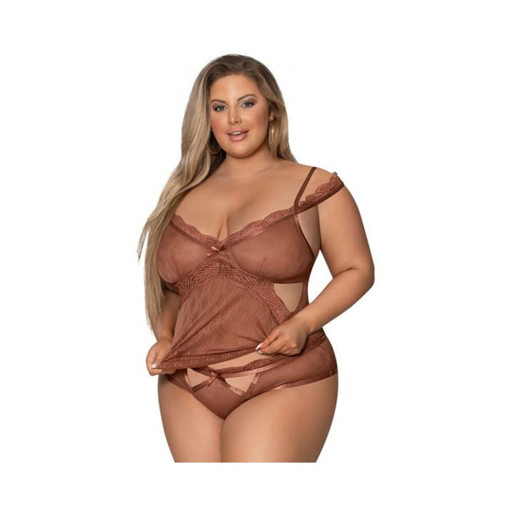 Magic Silk Caramel Kiss Cami &amp; Boyshort Carmel Queen  Size