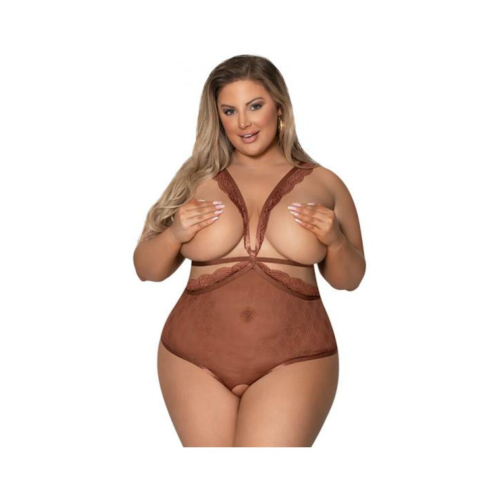 Magic Silk Caramel Kiss Teddy W Open Back Carmel Queen  Size