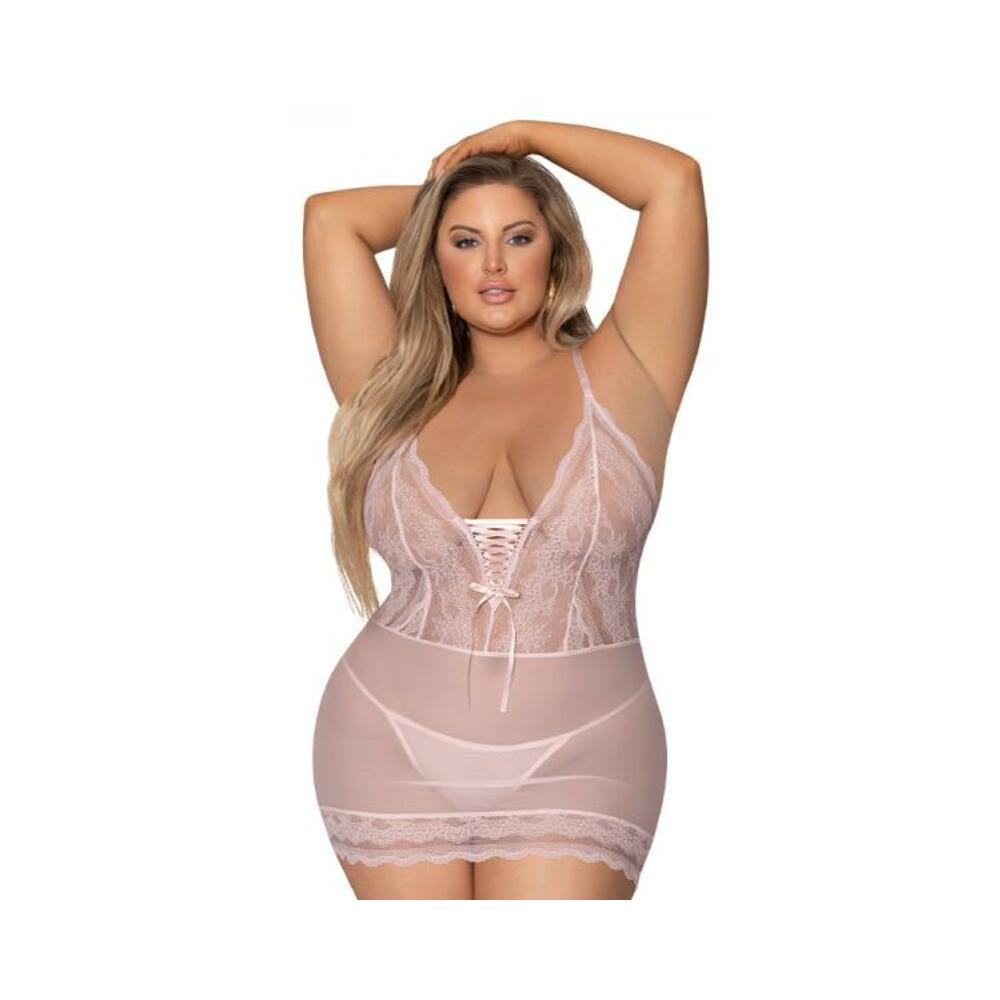 Magic Silk Seabreeze Lace Up Chemise &amp; G Black Queen  Size