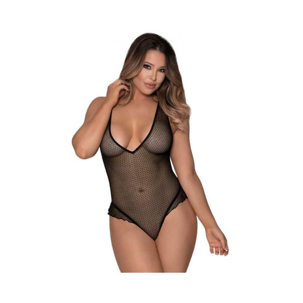 Magic Silk Girl Next Door Plunge Teddy Black L/xl