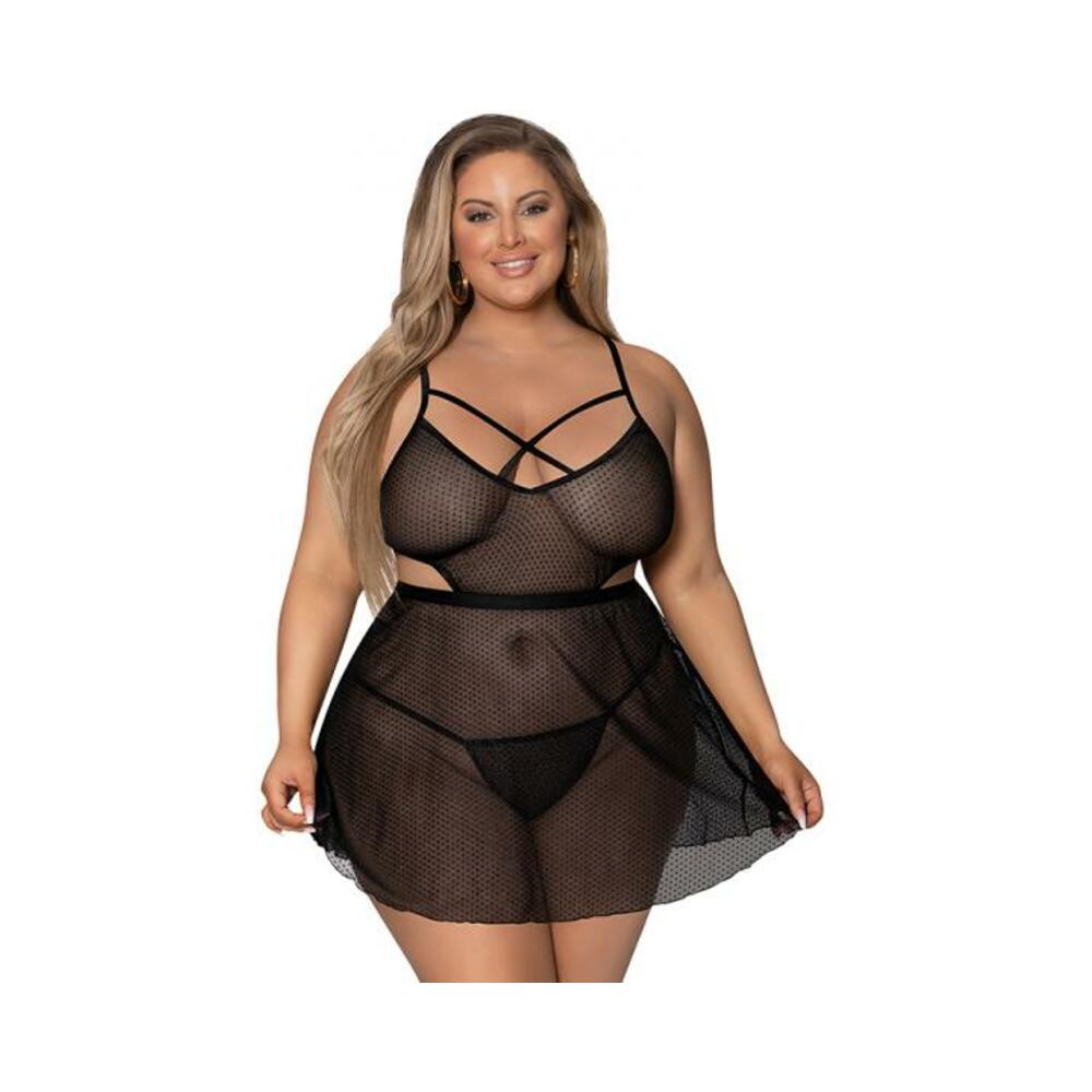 Magic Silk Girl Next Door Babydoll &amp; Panty Black Queen Size