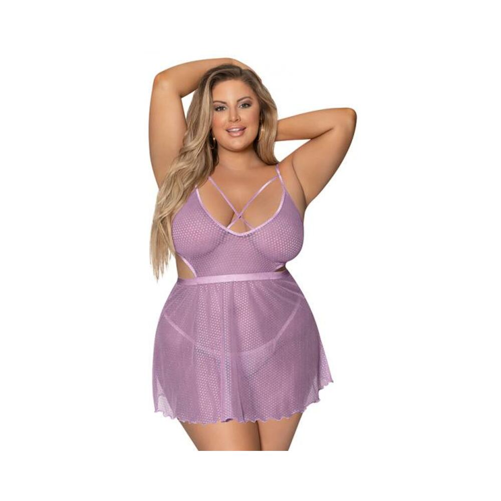 Magic Silk Girl Next Door Babydoll &amp; Panty Lilac Queen Size