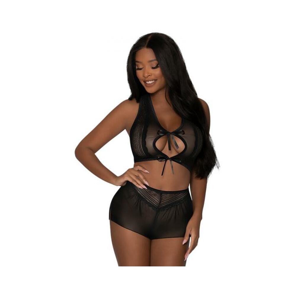 Magic Silk Modern Romance Haltr &amp; Tap Panty Black S/m