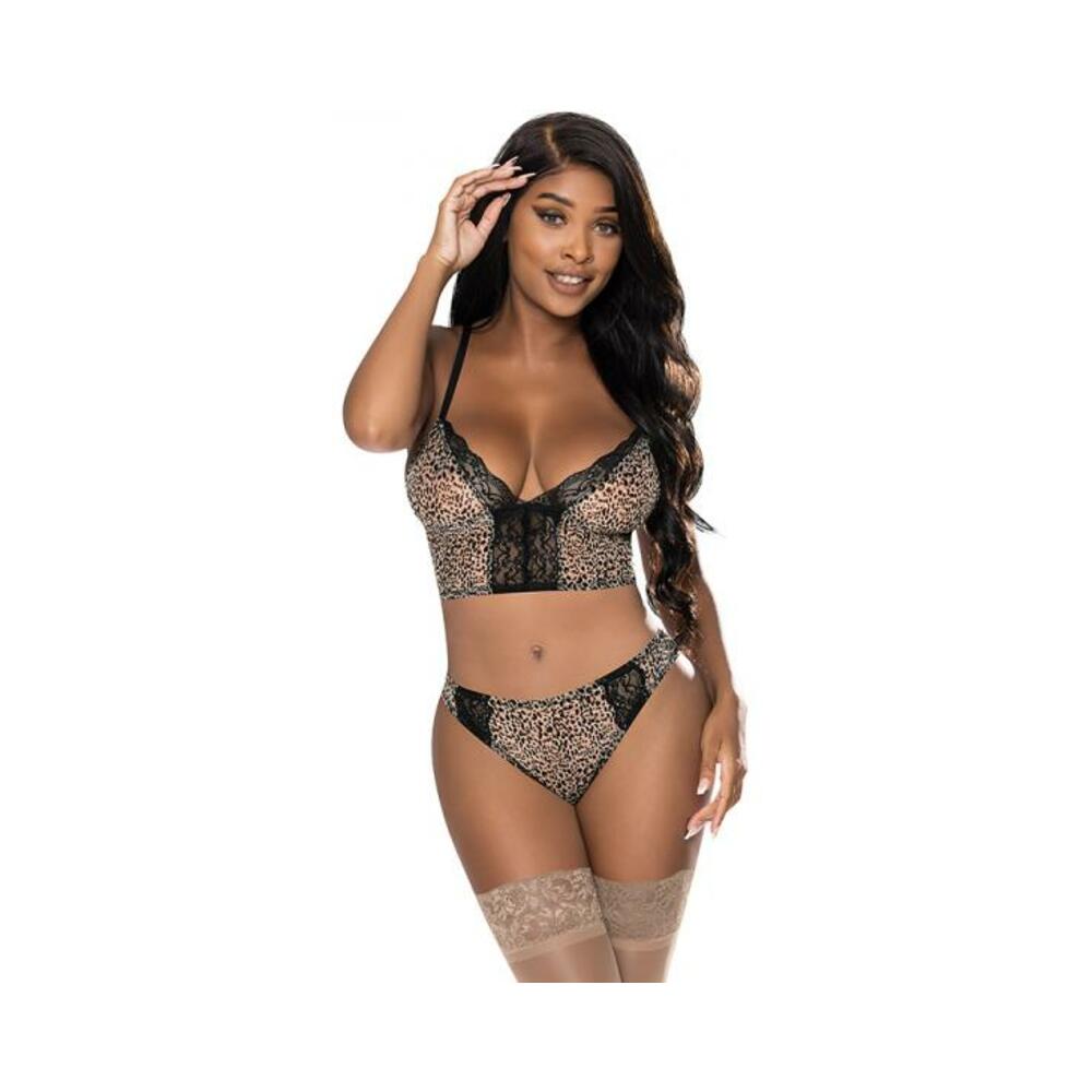 Magic Silk Purrrfect Bra &amp; Hipster Panty Leopard S/m