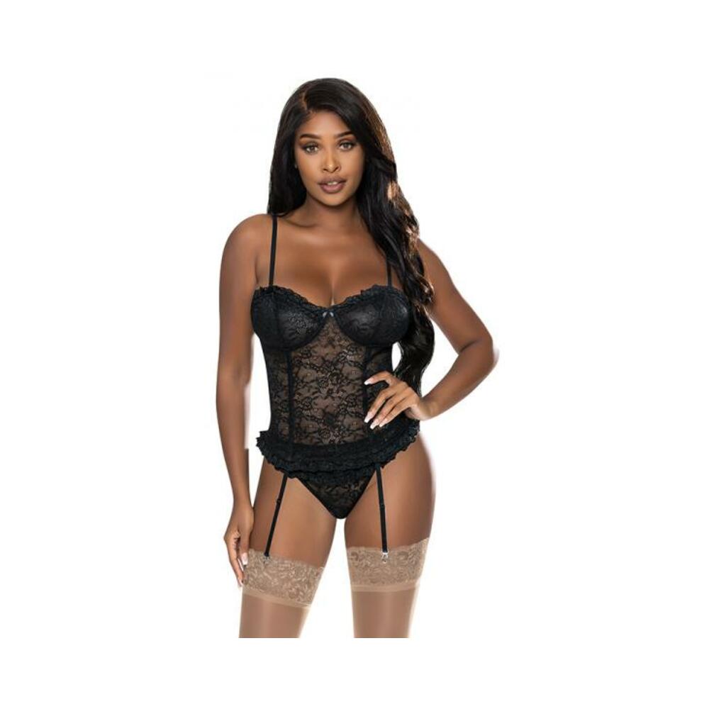 Magic Silk Ooh La Lace Bustier &amp; Panty Set Black L/xl