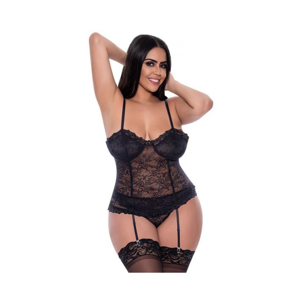 Magic Silk Ooh La Lace Bustier &amp; Panty Set Black Queen
