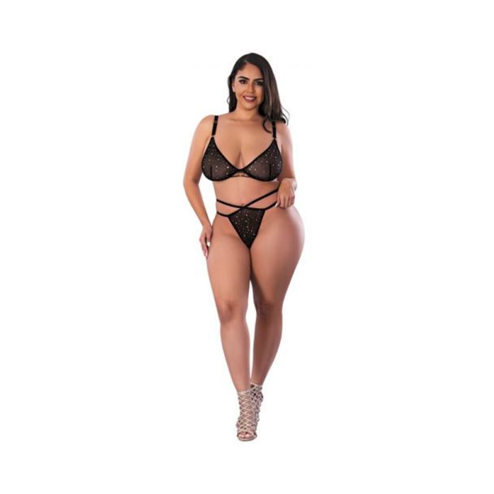 Magic Silk Glitz &amp; Glam Bra And Thong Set Black Queen Size