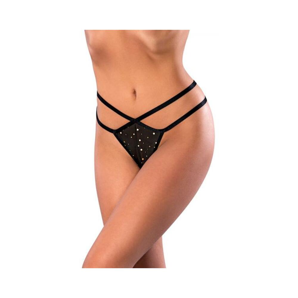 Magic Silk Glitz &amp; Glam Split Crotch Thong Black S/m
