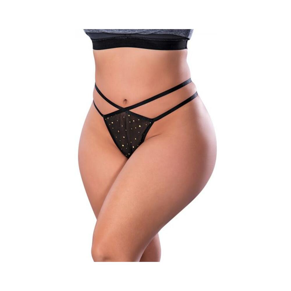 Magic Silk Glitz &amp; Glam Split Crotch Thong Black Queen Size