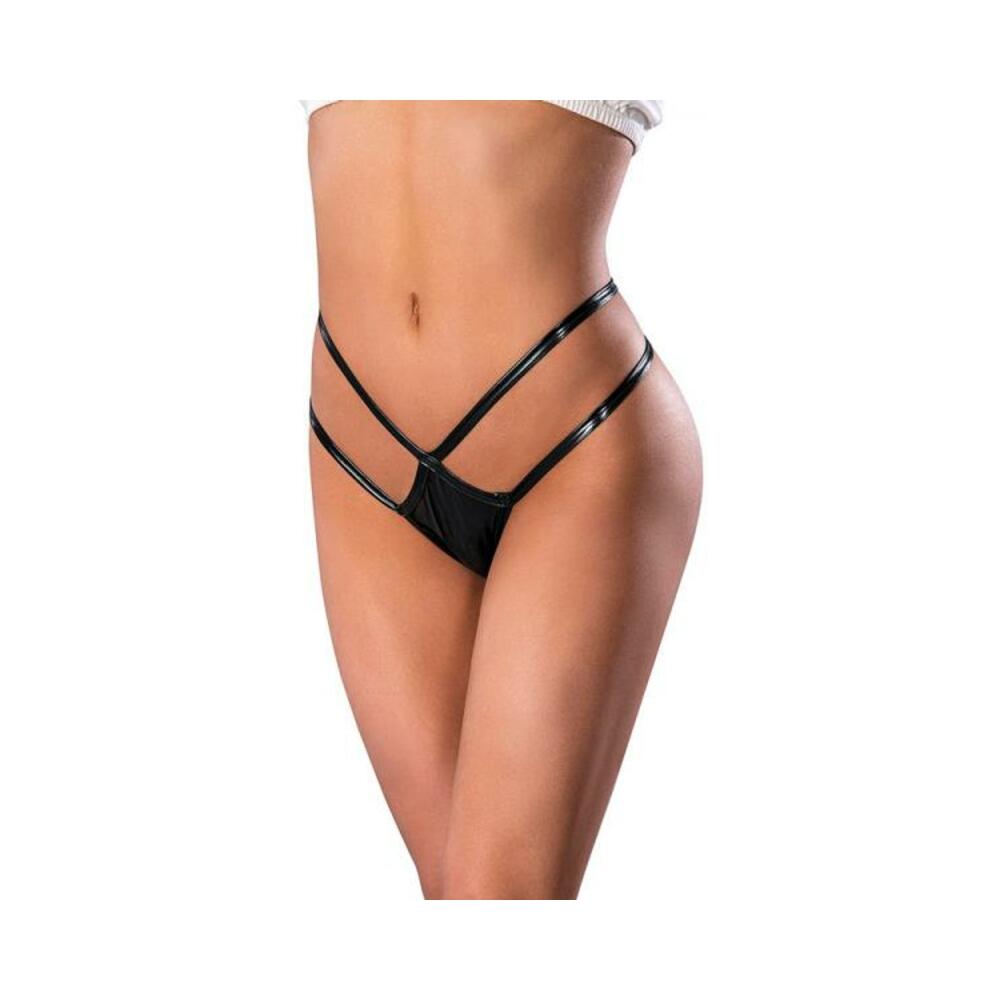 Magic Silk Liquid Onyx Crotchless Panty Black S/m