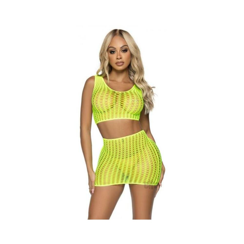 Crochet Tank Top/mini Skirt 2pc Os Yelw