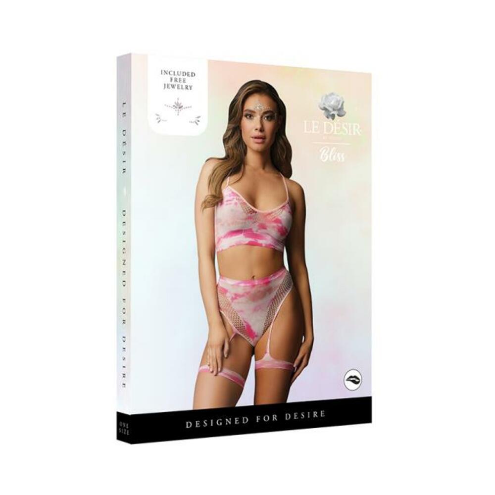 Shots Le Desir 2-piece Bra Set With Garters &amp; Dazzling Sticker O/s