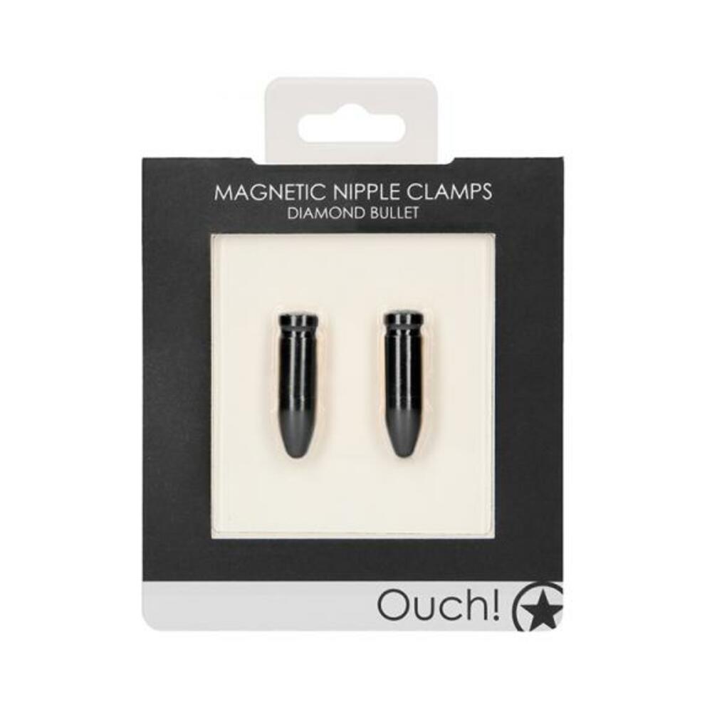 Ouch Magnetic Nipple Clamps - Diamond   - Black