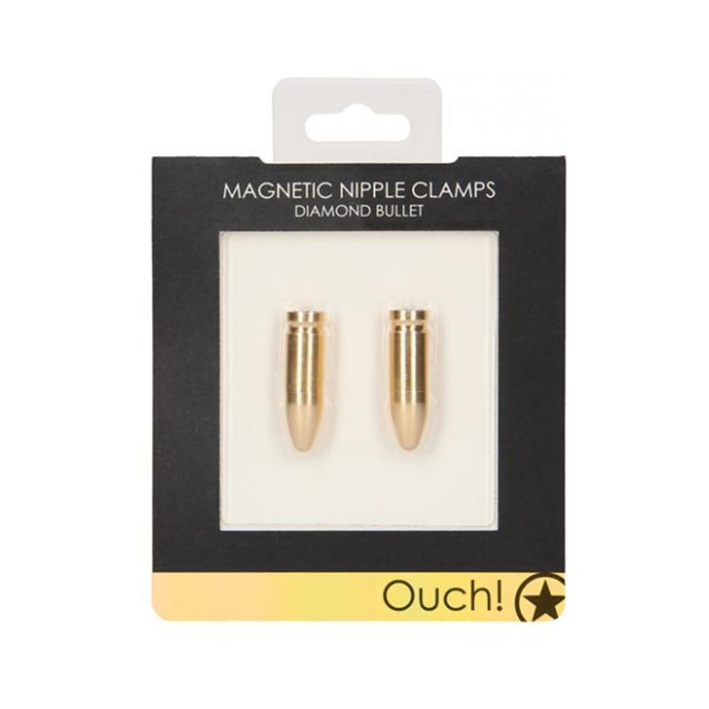 Ouch Magnetic Nipple Clamps - Diamond   - Gold